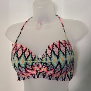 Victoria's Secret Ikat Foil The Getaway Halter Bikini Top sz 36B‎